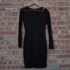 Black Tight Mini Dress with sheer sleeves